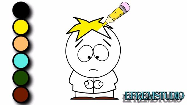 Как нарисовать Баттерса. Раскраска Южный парк. How to draw Batters. Coloring book South Park. смотреть онлайн