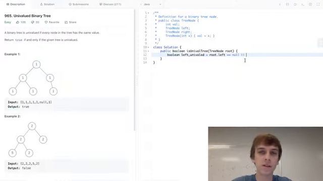LeetCode Univalued Binary Tree Explained - Java смотреть онлайн