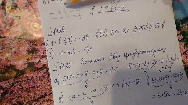 1124, 1125, 1126, 1127 Математика 6 класс. Тема умножение положительных и отрицательных чисел