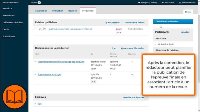 Introduction à la chaîne éditoriale dans OJS - Production смотреть онлайн