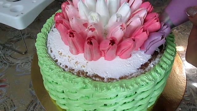 Корзина с тюльпанами. Оформление БЗК смотреть онлайн