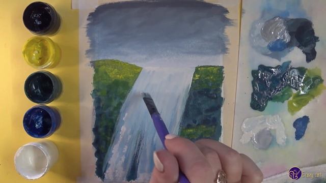 Как нарисовать водопад и радугу гуашью смотреть онлайн