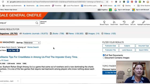 Find an article about Among Us in library database смотреть онлайн