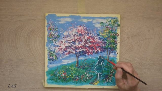 Cherry blossoms/ Spring/Acrylic/ Цветущее дерево/ Весна/ Акрил смотреть онлайн