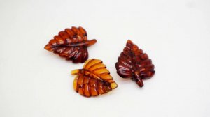 Янтарная Брошь Листик ( янтарь коричневый ) бижутерия листики Россия Хорошие Вещи брошка 656