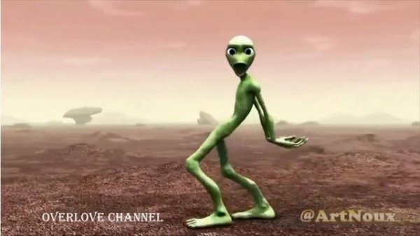 Зелёным человек танцует