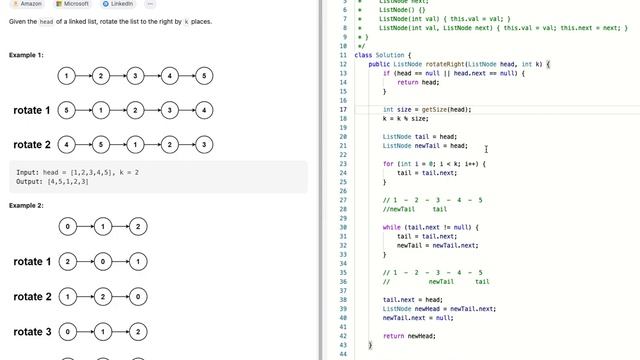 LeetCode 61. Rotate List 中文解题思路 Java #linkedlist #twopointers смотреть онлайн