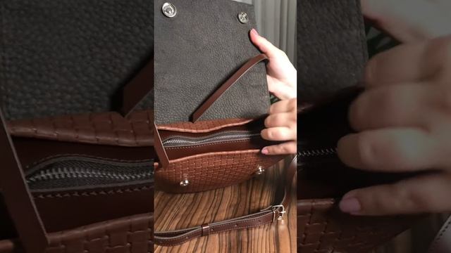 Сумка женская кожаная "Maria" коньяк с тиснением Венето смотреть онлайн