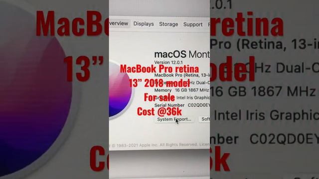 MacBook Pro retina 13” for sale | MacBook Pro retina 2018 purchased for sale | used MacBook for sal смотреть онлайн