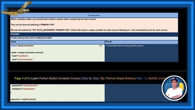 Learn Python MySQL Complete Course |Step By Step| Create Table |Ponnuri Gopie Krishna | Part-3 смотреть онлайн