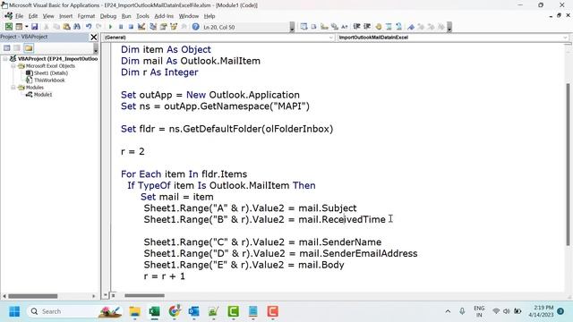 Import Outlook Data In Excel File | Advanced VBA in Hindi смотреть онлайн