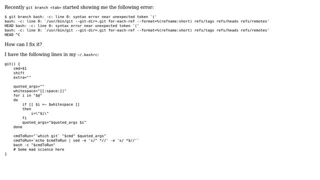 Unix & Linux: Broken git autocompletion after I have overridden the git command смотреть онлайн