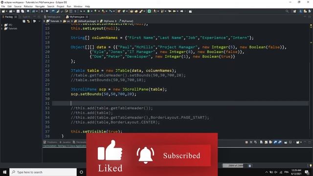 Java GUI Tutorial #44 - Creating A Table In Java GUI Using JTable Class And Methods смотреть онлайн