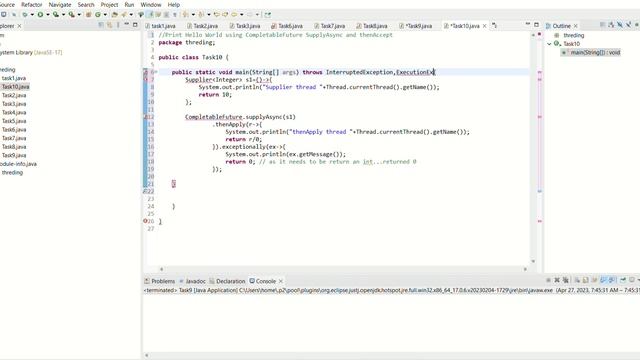 eclipse workspace threding src threding Task10 java Eclipse IDE 2023 04 27 07 47 19 смотреть онлайн