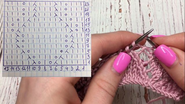 Красивый ажурный узор спицами. смотреть онлайн