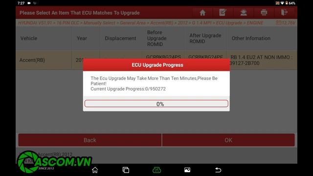 Cập Nhật ECU Hyundai Accent 2012 Bằng Máy Chẩn Đoán LAUNCH PRO3 ONLINE PROGRAMMING