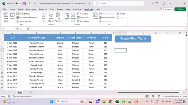 How to create multiple pivots on same sheet | VBA Queries in Hindi смотреть онлайн