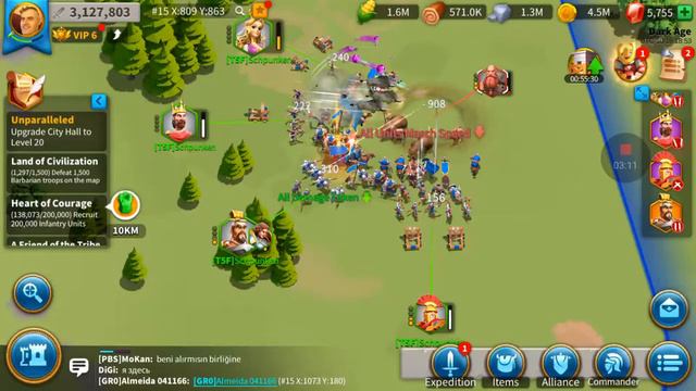 Rise of Civilizations Gameplay video. 8 heroes with 4 armies attacking lvl25 & lvl21 Barbarians. смотреть онлайн