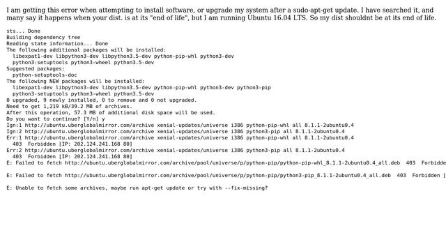 Ubuntu: I am getting an error " failed to fetch...." forbidden IP смотреть онлайн