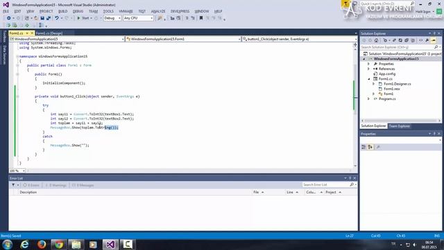 C# Temel Anlatım 4. Ders - Try Catch Bloğu смотреть онлайн