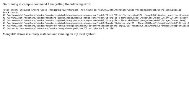 Magento: Magento2: Class 'MongoDBDriverManager' not found смотреть онлайн