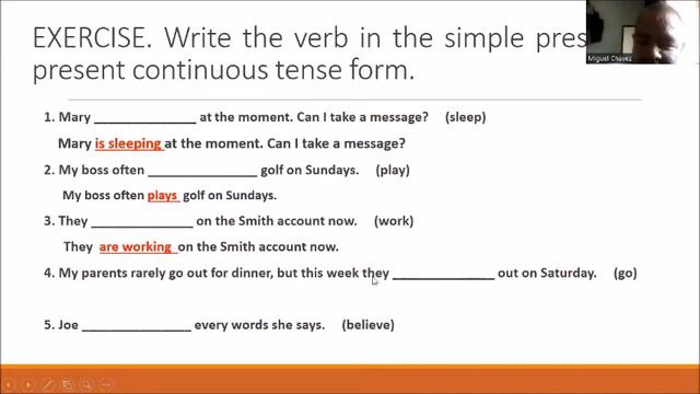 Simple Present vs Present Continuous B1 Lic Miguel Chávez 24 de Septiembre смотреть онлайн