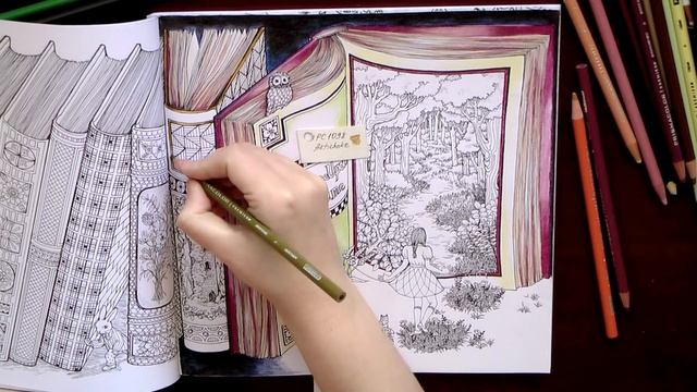 Colouring 'Misterious Library' Once Upon a time. Part 1 of 2 / Раскраска-антистресс смотреть онлайн