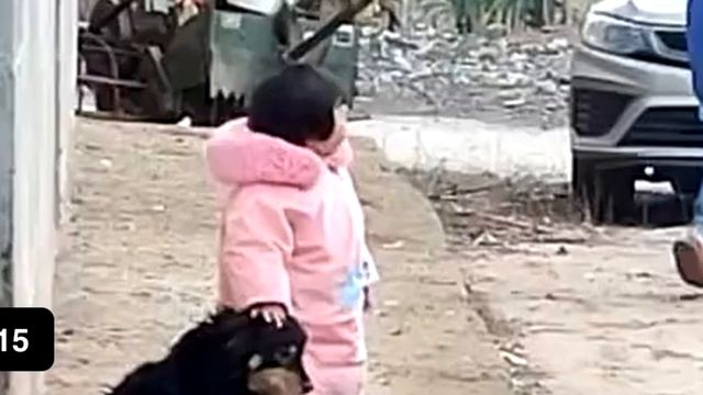 Маленькая девочка прикрывает ушки собаке, причина вас поразит! смотреть онлайн