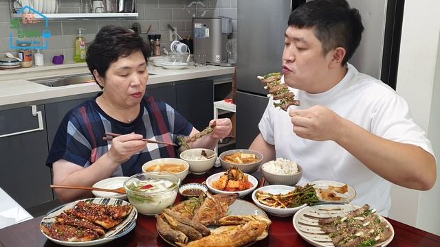 엄마손?한정식~모듬생선구이,순살삼치갈비,파소고기산적꼬치,어묵김치국,쪽파김치,초롱무김치,동치미~집밥먹방&요리레시피KOREAN MOM'S FOOD MUKBANG,ASMR,COOKIN