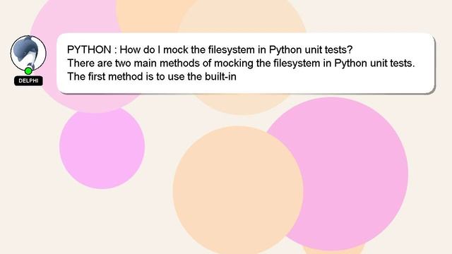 PYTHON : How do I mock the filesystem in Python unit tests? смотреть онлайн