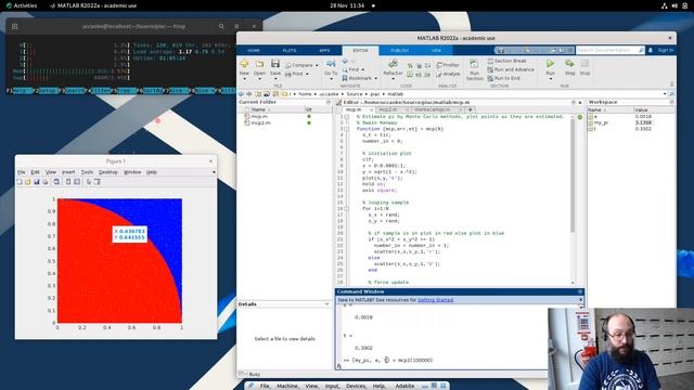 Estimating Pi badly by Monte Carlo methods in MATLAB (Part 2) смотреть онлайн