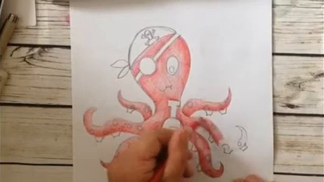 Рисуем осьминога. Урок рисования для детей. Карандаши и фломастеры. смотреть онлайн