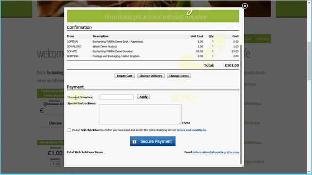 Total Web Solutions shopping cart checkout ShopIntegrator demo смотреть онлайн