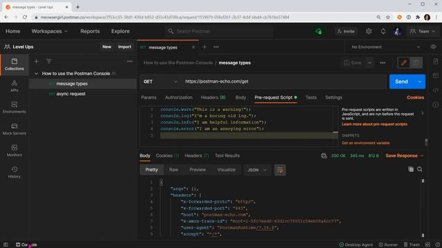 Debugging with the Console | Postman Level Up смотреть онлайн