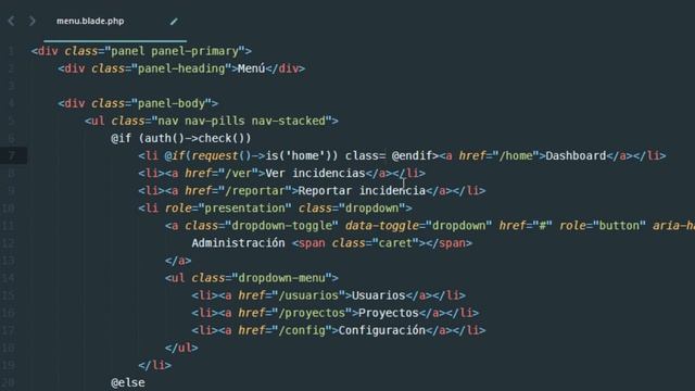 Items del menú con class active | Laravel: Sistema de gestión de incidencias Capítulo 12 смотреть онлайн