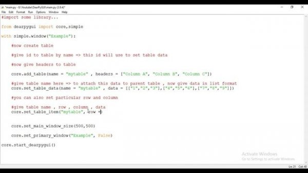 Table in Dear PyGui | Dear PyGui Tutorial For Beginners