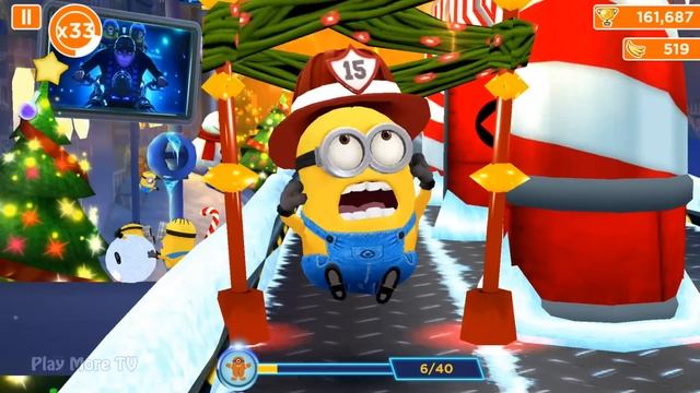 Minion Rush Gameplay - Firefighter Minion In Jolly Christmas Special Mission