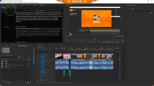 Как сделать субтитры к видео за пару секунд в Adobe Premiere Pro. Перевод речи в текст - AEplug 303 смотреть онлайн