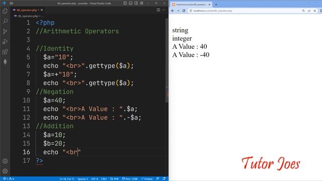 Operators | Arithmetic Operators in PHP | PHP Complete Tutorial in Tamil | Part-3 | Tutor Joe's смотреть онлайн