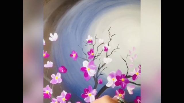 Урок №5 Рисуем легко цветущую ветку сакуру за 20 минут. смотреть онлайн