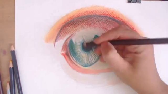 Как нарисовать глаз цветными карандашами. How to draw eyes with colored pencils смотреть онлайн