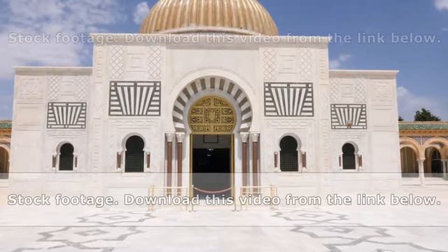 Doors main entrance to mausoleum president Habib Bourguiba Monastir city Tunisia. Track in camera смотреть онлайн