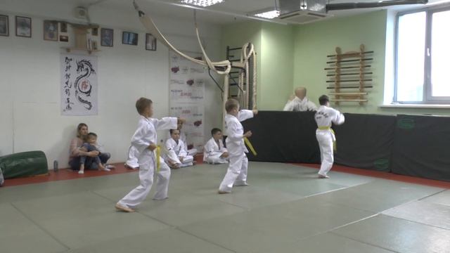 Тренировка тхэквондо в зале общества изучения боевых искусств "Планета дзюдо" в Москве. смотреть онлайн