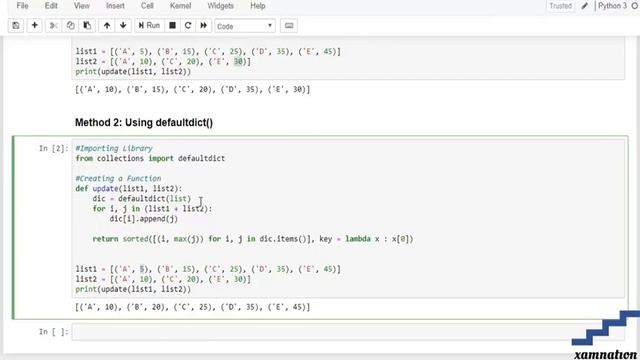 Updating list of tuples using another list-using defaultdict() смотреть онлайн