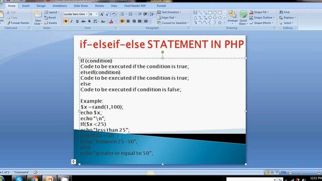 if elseif else STATEMENT IN PHP смотреть онлайн