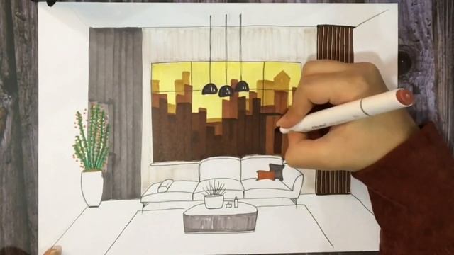 Interior sketch with a view behind it смотреть онлайн