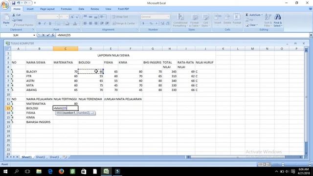 Tutorial Microsoft Excel : SUM, AVERAGE, IF, MAX, MIN & COUNT смотреть онлайн