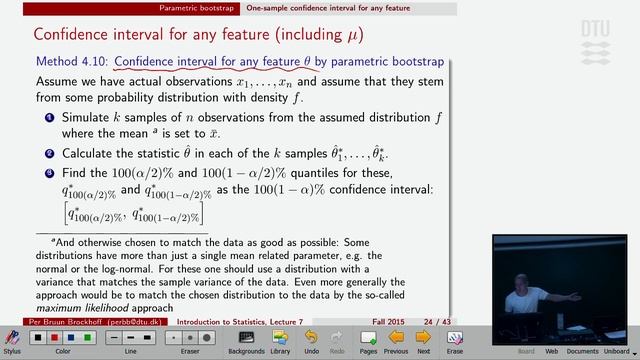 Lec 7E: Confidence interval for any one-sample feature by parametric bootstrap with examples. смотреть онлайн