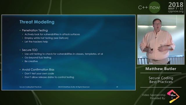 C++Now 2018: Matthew Butler “Secure Coding Best Practices” смотреть онлайн