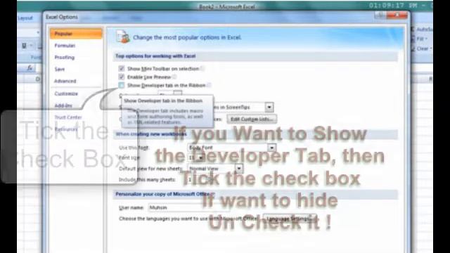 How to Enable/Disable Developer Tab Excel 2007 смотреть онлайн